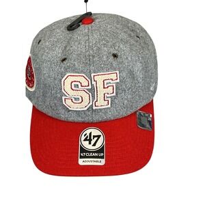 San Francisco 49ers 47 Brand Clean Up Hat Gray Red Adjustable NFL Cap OSFA